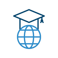 World school line icon symbol vector.