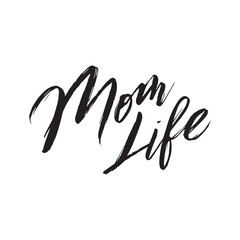 Stylish calligraphy text logo Mom Life