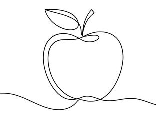 Simple black line drawing of an apple