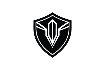 Black silhouette shield logo design graphic modern icon