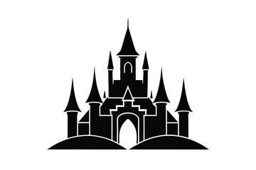 Obraz premium Majestic castle silhouette fairytale fantasy landmark icon