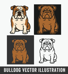 Bulldog Vector Illustration, Sitting Dog Clipart