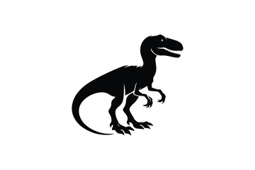 Obraz premium simple and unobtrusive velociraptor vector silhouette illustration isolated in white background