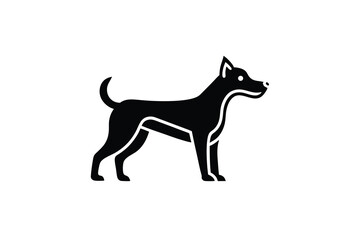 Black silhouette of a dog standing side profile