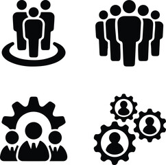 Business People Icons Set in 3D Silhouettes and Vector Style