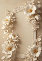 Delicate cream floral motif on luxurious background, home decor, floral