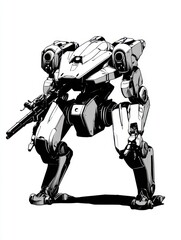 Fototapeta premium Detailed illustration of a futuristic, mechanical figure.