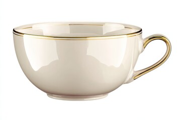 Elegant porcelain teacup with a smooth finish and golden rim, perfect for afternoon tea and enhancing dining experience with style and sophistication