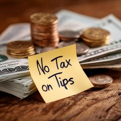 No Tax on Tips – Money Stack and Note Concept for Financial or Service Industry