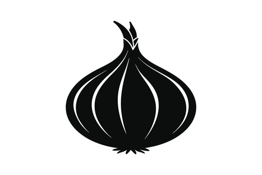 Onion silhouette vector icon of bulb vegetable