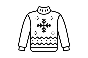 christmas ugly sweater line art vector christmas sweater outline