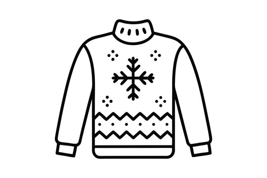 christmas ugly sweater line art vector christmas sweater outline