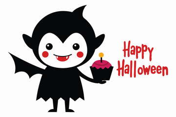 Cute Vampire with Tiny Fangs Holding 