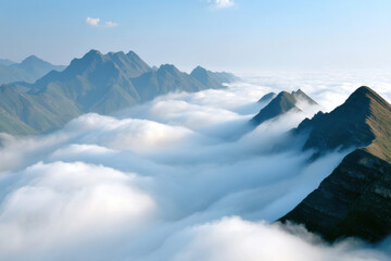 breathtaking view of gasfit mountain surrounded by soft flowing milk clouds