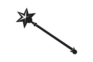 Naklejka premium Magic Wand Stick Icon for Fantasy, Magic, and Wizardry Isolated on White Background