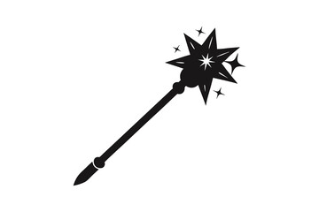 Naklejka premium Magic Wand Stick Icon for Fantasy, Magic, and Wizardry Isolated on White Background