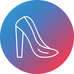 Women Shoes Line Gradient Circle Background Icon