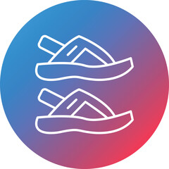 Sandal Line Gradient Circle Background Icon