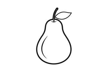 Pera verde con hoja sobre fondo blanco on white background