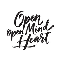 Stylish calligraphy text logo Open Mind Open Hear