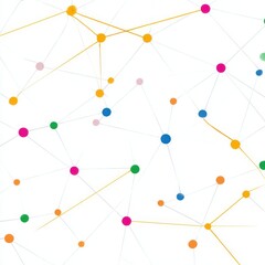 Abstract network design with colorful nodes and thin lines.