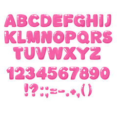 Alphabet with numbers volumetric in cartoon style