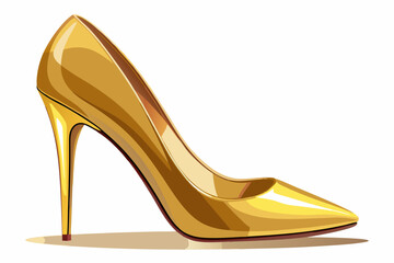 Elegant Golden High Heel Pump Shoe Fashion Illustration