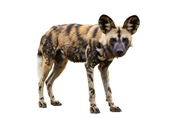 African Wild Dog: Striking Pose, Detailed Fur, Natural Habitat