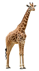 Fototapeta premium Giraffe Portrait: Elegant Spots, Serene Pose, Wildlife Beauty
