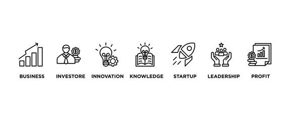 Enterpreneur banner web icon vector illustration concept with icon of business, investor, innovation, knowledge, startup, leadership and profit