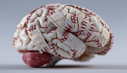 Fototapeta premium Conceptual depiction of a brain with bandages.
