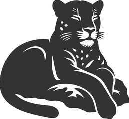 Vector jaguar clip art drawing black animal silhouette
