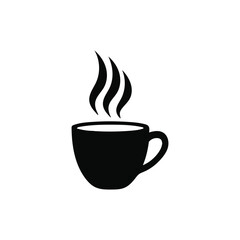 Coffee mug steaming vector silhouette