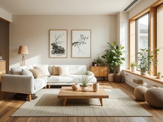 Minimalist Beige Living Room Design