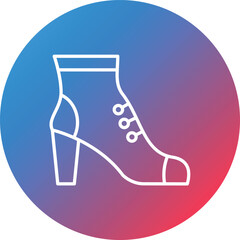 High Heels Line Gradient Circle Background Icon
