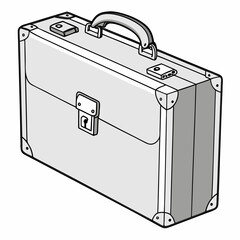 Vintage style briefcase illustration grey and white