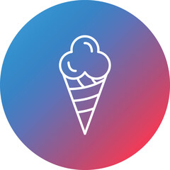 Icecream Cone Line Gradient Circle Background Icon