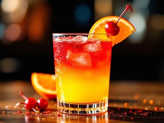 Layered Saffron & Ruby Red Tequila Sunrise