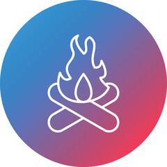 Campfire Line Gradient Circle Background Icon
