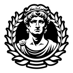 A solid style icon depicting augustus tattoo