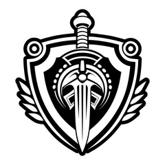 Obraz premium A glyph style icon showing warrior shield tattoo