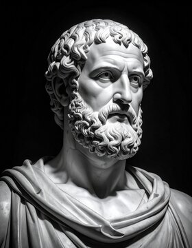hyper realistic portrait of a marble statue of Aristoteles