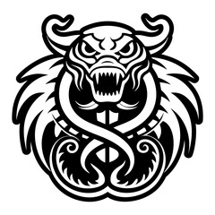 A glyph style icon of sea monster tattoo