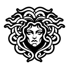 A filled style icon of medusa tattoo artwork