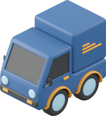 Shipment by truck, 3d illustration of isometric icon import and export concept