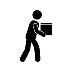 Vector silhouette icon of a person carrying six items on a white background