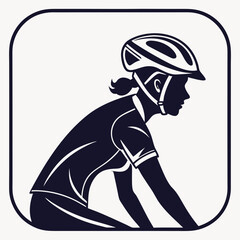 Female cyclist silhouette cycling helmet sport fitness active