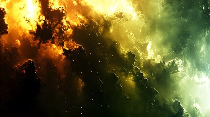 Fiery Nebula Space Cloudscape Cosmic Art
