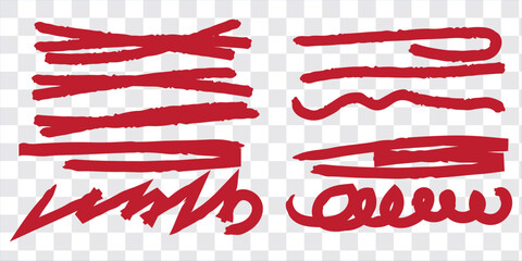 Hand drawn underline elements collection. Scribble lines on white background set.