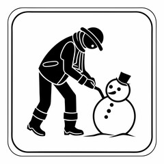 Person building a snowman winter activity snow fun cold weather